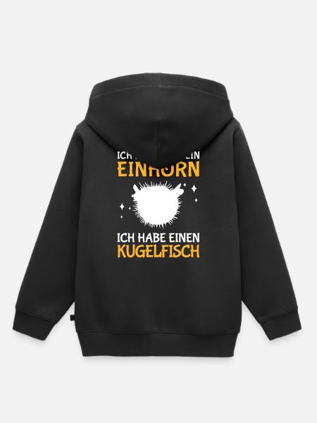 Ich habe einen Kugelfisch Aquaristik - Kinder Premium Organic Hoodie - Schwarz