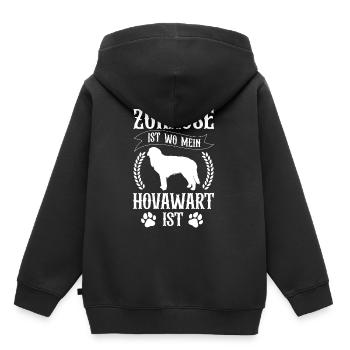 Hovawart ist mein Zuhause Derber Bauernhund - Kinder Premium Organic Hoodie - Schwarz - Hinten - AI Model Kid Male (0cm)