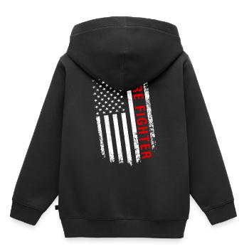 USA Wildland Firefighter Amerikanische Flagge - Kinder Premium Organic Hoodie - Schwarz - Hinten - AI Model Kid Male (0cm)
