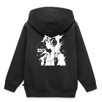Shibuya's cool Cyberpunk Style Anime Boy Otaku - Kinder Premium Organic Hoodie - Schwarz - Hinten - AI Model Kid Male (0cm)