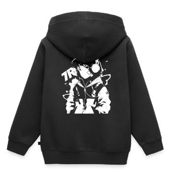 Shibuya's cool Cyberpunk Style Anime Boy Otaku - Kinder Premium Organic Hoodie - Schwarz - Hinten - AI Model Kid Male (0cm)