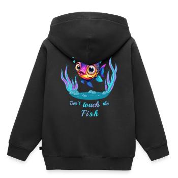 Fass den Fisch nicht an ! - Kinder Premium Organic Hoodie - Schwarz - Hinten - AI Model Kid Male (0cm)