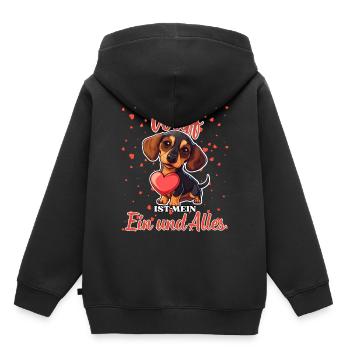 Mein Wuff ist mein Ein und Alles - Dackel Liebe - Kinder Premium Organic Hoodie - Schwarz - Hinten - AI Model Kid Male (0cm)