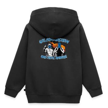 Gelsenkirchen und nicht anders UPDATE - Kinder Premium Organic Hoodie - Schwarz - Hinten - AI Model Kid Male (0cm)