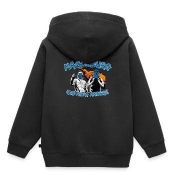 Magdeburg und nicht anders UPDATE - Kinder Premium Organic Hoodie - Schwarz - Hinten - AI Model Kid Male (0cm)