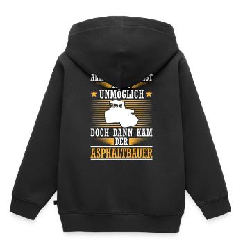 Puis vint le constructeur d’asphalte, le constructeur de routes - Sweat Premium à capuche enfant bio - noir - Dos - AI Model Kid Male (0cm)