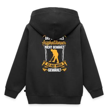 La vie d’un constructeur d’asphalte choisi par un constructeur de routes - Sweat Premium à capuche enfant bio - noir - Dos - AI Model Kid Male (0cm)