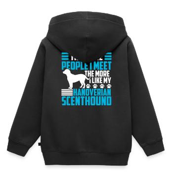 Sweathound hanovrien plus comme - Sweat Premium à capuche enfant bio - noir - Dos - AI Model Kid Male (0cm)