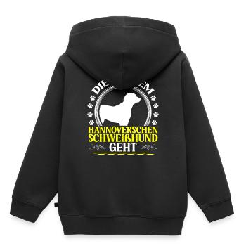 Celui avec le Chien courant de Hanovre - Sweat Premium à capuche enfant bio - noir - Dos - AI Model Kid Male (0cm)