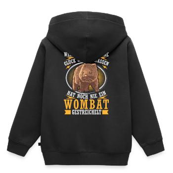 Wombat caressant le marsupial australien - Sweat Premium à capuche enfant bio - noir - Dos - AI Model Kid Male (0cm)
