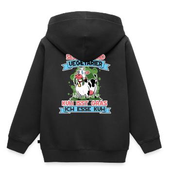 Ich Bin Second Hand Vegetarier Kuh Isst Gras - Kinder Premium Organic Hoodie - Schwarz - Hinten - AI Model Kid Male (0cm)