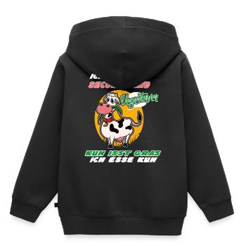 Ich Bin Second Hand Vegetarier Kuh Isst Gras - Kinder Premium Organic Hoodie - Schwarz - Hinten - AI Model Kid Male (0cm)
