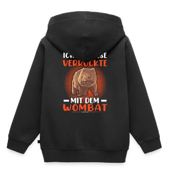 Fou avec Wombat Australia Marsupial - Sweat Premium à capuche enfant bio - noir - Dos - AI Model Kid Male (0cm)