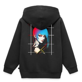 Anime Frauen Kunst Buntes Grafik Portrait Anime - Kinder Premium Organic Hoodie - Schwarz - Hinten - AI Model Kid Male (0cm)