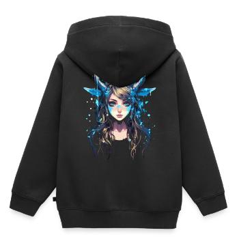 Anime Mädchen Grafik Buntes Frauen Anime - Kinder Premium Organic Hoodie - Schwarz - Hinten - AI Model Kid Male (0cm)