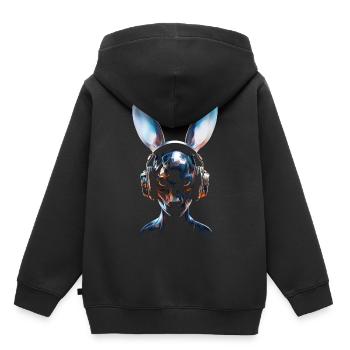 Anime Kopfhörer Kunst Grafik Menschliches Kaninche - Kinder Premium Organic Hoodie - Schwarz - Hinten - AI Model Kid Male (0cm)