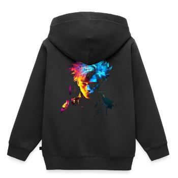 Anime Fantasy Kunst Männer Buntes Motiv Anime - Kinder Premium Organic Hoodie - Schwarz - Hinten - AI Model Kid Male (0cm)