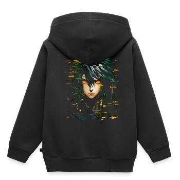 Anime Männer Pixel Kunst Grafik Fantasie Anime - Kinder Premium Organic Hoodie - Schwarz - Hinten - AI Model Kid Male (0cm)