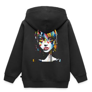 Anime Zeichnung Bunte Kunst Grafik Mädchen Anime - Kinder Premium Organic Hoodie - Schwarz - Hinten - AI Model Kid Male (0cm)