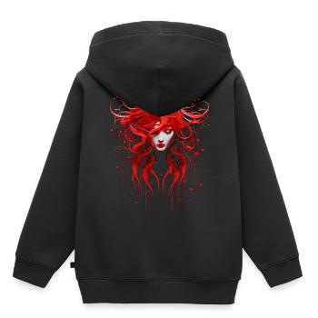 Anime Frauen Kunst Portrait Grafik Motiv Anime - Kinder Premium Organic Hoodie - Schwarz - Hinten - AI Model Kid Male (0cm)
