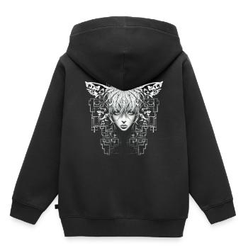 Anime Zeichnung Mandala Kunst Grafik Motiv Gesicht - Kinder Premium Organic Hoodie - Schwarz - Hinten - AI Model Kid Male (0cm)