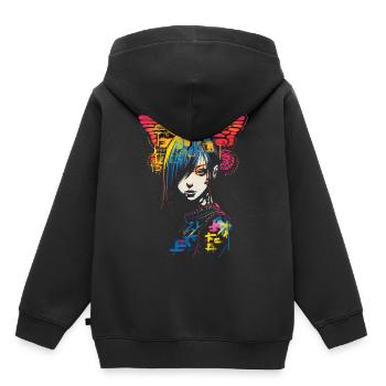 Anime Schmetterling Bunter Text Grafik Frauen Anim - Kinder Premium Organic Hoodie - Schwarz - Hinten - AI Model Kid Male (0cm)