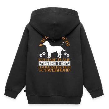 Plans avec mon chien de chasse hanovrien - Sweat Premium à capuche enfant bio - noir - Dos - AI Model Kid Male (0cm)