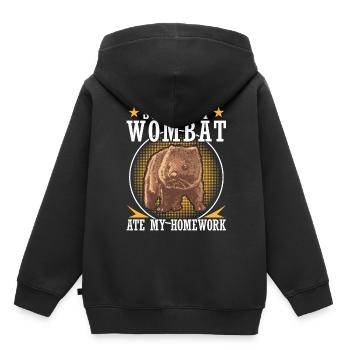 Wombat hat meine Hausaufgaben Beuteltier - Kinder Premium Organic Hoodie - Schwarz - Hinten - AI Model Kid Male (0cm)