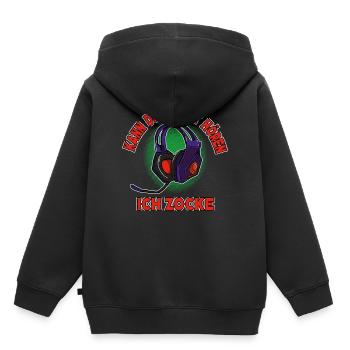 Je ne t’entends pas, je joue, je joue - Sweat Premium à capuche enfant bio - noir - Dos - AI Model Kid Male (0cm)