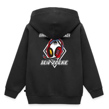 Je ne t’entends pas, je joue, je joue - Sweat Premium à capuche enfant bio - noir - Dos - AI Model Kid Male (0cm)