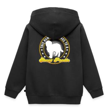 Ich gehöre meinem Schafpudel Altdeutscher Hütehund - Kinder Premium Organic Hoodie - Schwarz - Hinten - AI Model Kid Male (0cm)