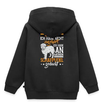 An Schafpudel gedacht Altdeutscher Hütehund - Kinder Premium Organic Hoodie - Schwarz - Hinten - AI Model Kid Male (0cm)