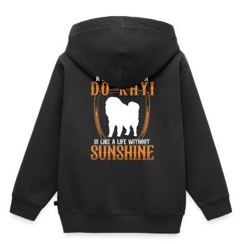La vie sans Do Khyi Dogue tibétain Mastiff tibétain - Sweat Premium à capuche enfant bio - noir - Dos - AI Model Kid Male (0cm)