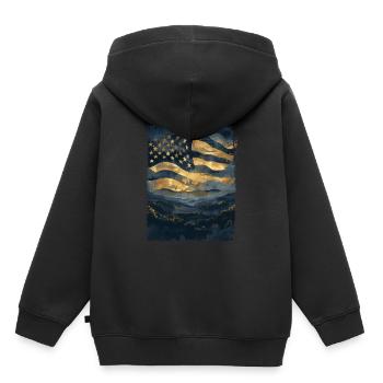 American Flag United States Woods Vintage Retro - Kids Premium Organic Hoodie - black - Back - AI Model Kid Male (0cm)