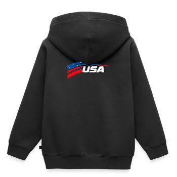 Patriotic United States Logo Design Blue Red White - Kids Premium Organic Hoodie - black - Back - AI Model Kid Male (0cm)