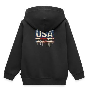 United States American Independence Day Flag - Kids Premium Organic Hoodie - black - Back - AI Model Kid Male (0cm)