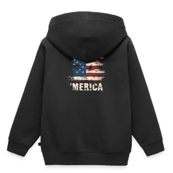 'Merica United States American Independence Day - Sweat Premium à capuche enfant bio - noir - Dos - AI Model Kid Male (0cm)