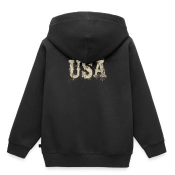 United States Text American Flag Independence Day - Kids Premium Organic Hoodie - black - Back - AI Model Kid Male (0cm)