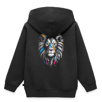Geometrische Löwenfarben - Kinder Premium Organic Hoodie - Schwarz - Hinten - AI Model Kid Male (0cm)