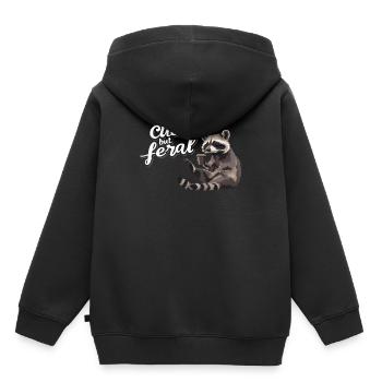 Funny raccoon coffee drinker - Cute but feral - Kids Premium Organic Hoodie - black - Back - AI Model Kid Male (0cm)