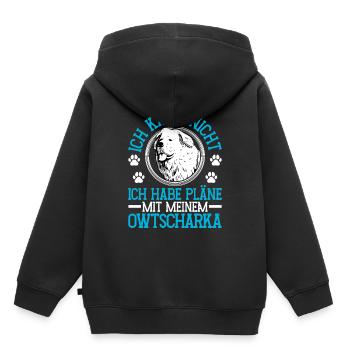 Plans d’Ovcharka avec Ovcharka du Caucase - Sweat Premium à capuche enfant bio - noir - Dos - AI Model Kid Male (0cm)