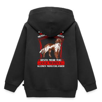 Kleiner Münsterländer aime plus - Sweat Premium à capuche enfant bio - noir - Dos - AI Model Kid Male (0cm)
