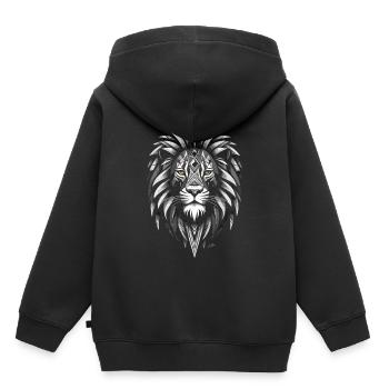 Schwarz-weißes Löwensymbol - Kinder Premium Organic Hoodie - Schwarz - Hinten - AI Model Kid Male (0cm)