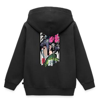 Ver.1 - Geometrische Frau, traditioneller Ninja - Kinder Premium Organic Hoodie - Schwarz - Hinten - AI Model Kid Male (0cm)