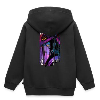 Halloween - Hexe Geometrischer Effekt Mauve - Kinder Premium Organic Hoodie - Schwarz - Hinten - AI Model Kid Male (0cm)