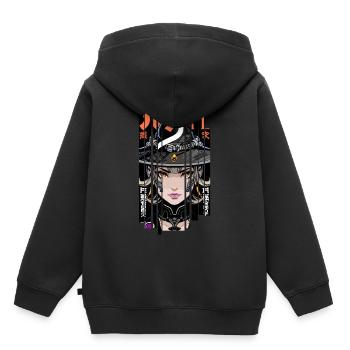 Halloween Frau Geometrischer Effekt Orange Hexe - Kinder Premium Organic Hoodie - Schwarz - Hinten - AI Model Kid Male (0cm)