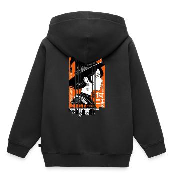 Geometrische Frau Hexe Halloween - Kinder Premium Organic Hoodie - Schwarz - Hinten - AI Model Kid Male (0cm)