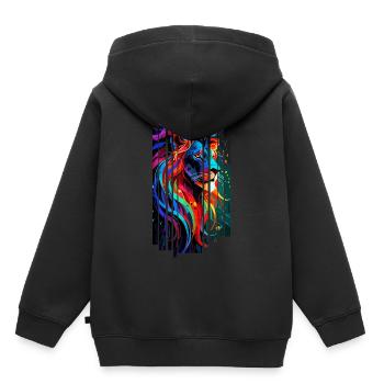 Mehrfarbiger geometrischer Löwe - Kinder Premium Organic Hoodie - Schwarz - Hinten - AI Model Kid Male (0cm)