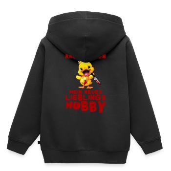 Tondre la pelouse passe-temps préféré - canard avec couteau - Sweat Premium à capuche enfant bio - noir - Dos - AI Model Kid Male (0cm)