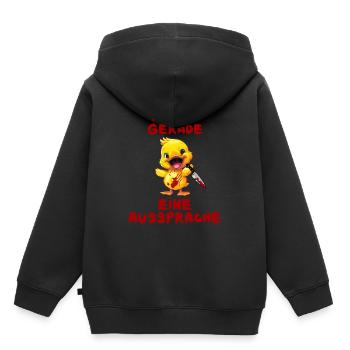 Je viens d’avoir une prononciation Canard avec couteau Halloween - Sweat Premium à capuche enfant bio - noir - Dos - AI Model Kid Male (0cm)